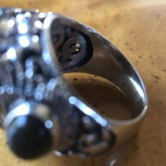 Artistic Natural Labradorite Sterling Silver Cocktail Ring Size 6 - Picture 5 of 8